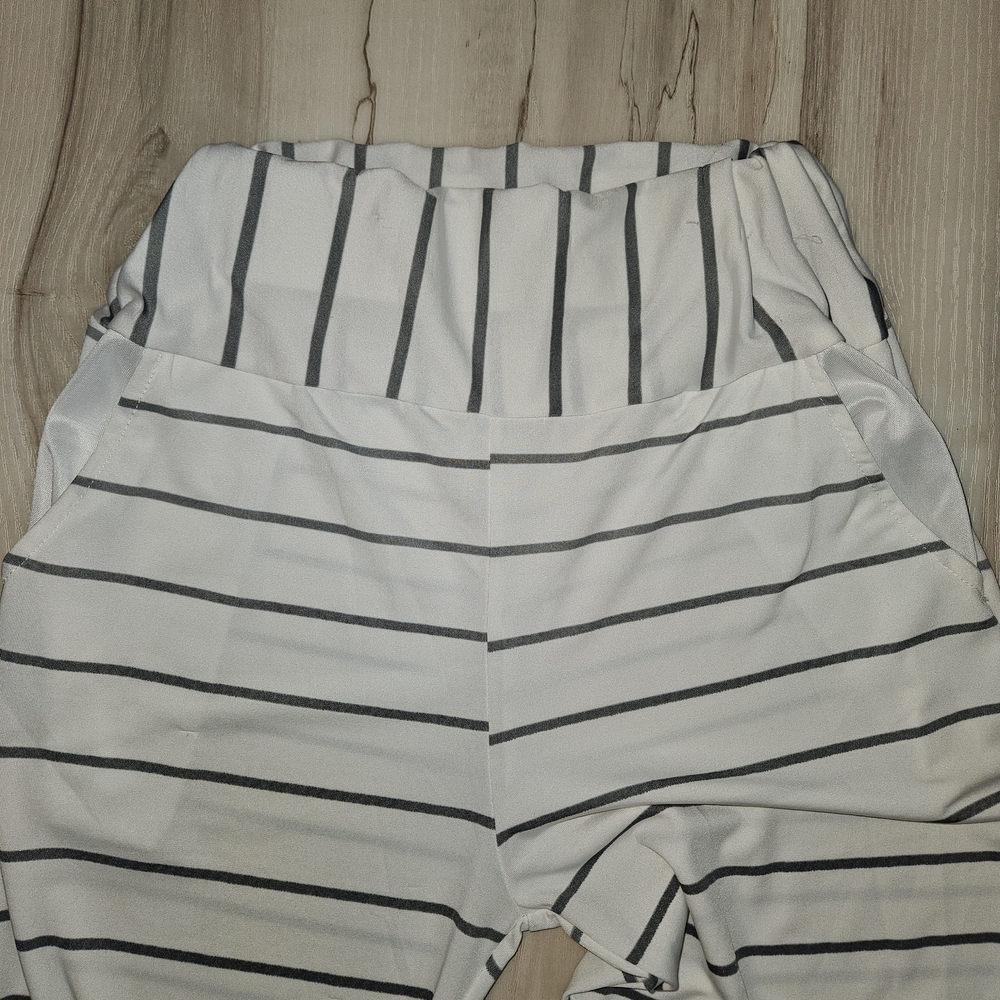 Amazon Black White Striped Wide Leg Soft Palazzo Pants Medium Lounge Pockets - Picture 6 of 10